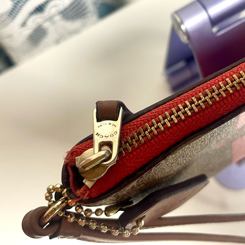 Coach Brown and Red Wristlet - Picture 3 of 14